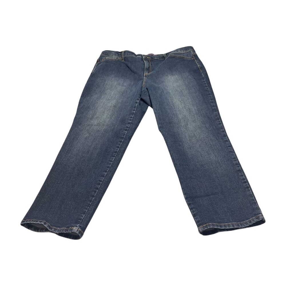 Gloria Vanderbilt Amanda Jeans Women's 18 Blue Denim Wide leg 5-Pocket Zip Fly - Picture 1 of 8